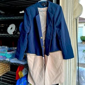 Blue and crème trench